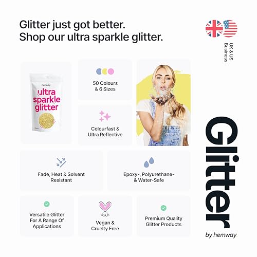 Hemway Premium Ultra Sparkle Glitter Multi Purpose Metallic Flake for Nail Art, Cosmetic Graded, Makeup, Festival, Party, Hair, Body and Eyes 100g / 3.5oz - Sand Gold