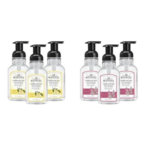 J.R. Watkins Foaming Hand Soap with Pump Dispenser, Moisturizing Foam Hand Wash, All Natural & Foaming Hand Soap Pump with Dispenser, Moisturizing All Natural Foam, Alcohol-Free