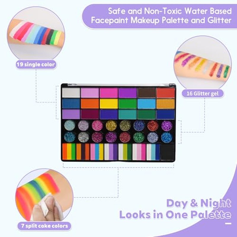 42 Color Face Paint Kit - Water Activated Face & Body Paint