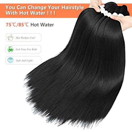 Braiding Hair Pre Stretched 24 Inch 8 Packs Pre Stretched Braiding Hair For Braiding Twist Hair For Crochet Braids Hot Water Setting Soft Yaki Texture(24Inch,1B)