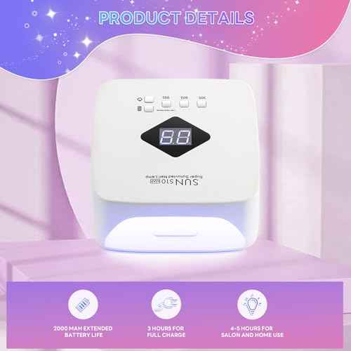 Cordless Nail Lamp 120W Rechargeable UV Light for Gel Nails LED Nail Dryer with 3 Timer Modes Perfect for Salon and Home Use Portable Cordless Design Continuous Use Up to 4-5 Hours(S10)