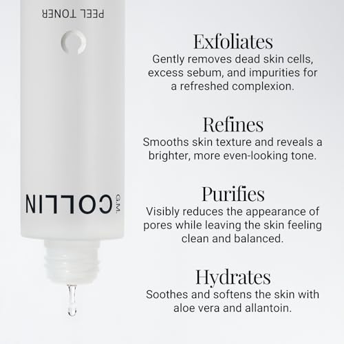 G.M. COLLIN Peel Toner Exfoliant | Daily Leave-On Liquid with AHA BHA PHA | Salicylic Acid Toner for Pores & Smooth Skin | Aloe Vera Soothes & Hydrates