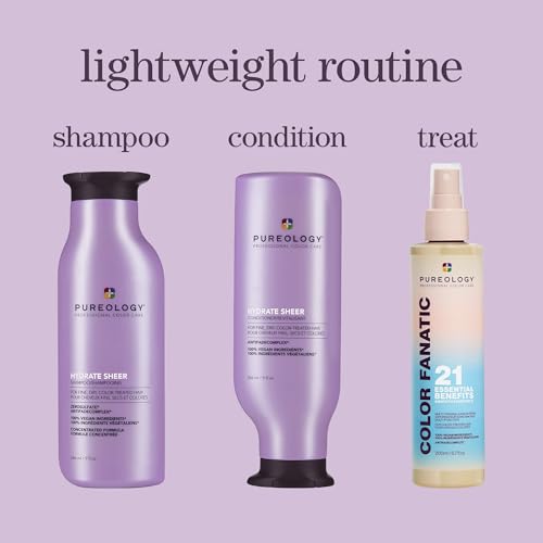 Pureology Hydrate Sheer Nourishing Shampoo & Conditioner Set - For Fine, Dry Color Treated Hair, Sulfate-Free
