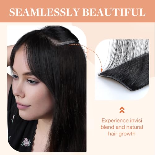 GOO GOO Invisi Edge Clip in Hair Extensions Set, 12inch 85g, 4pcs Injected Seamless PU Clip ins and 3pcs Classical PU Clip insip ins, Virgin Real Human Hair, #1B