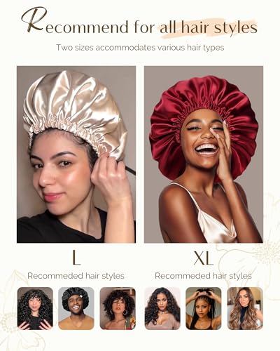 Silk Bonnet for Sleeping - Adjustable Satin Hair Bonnet