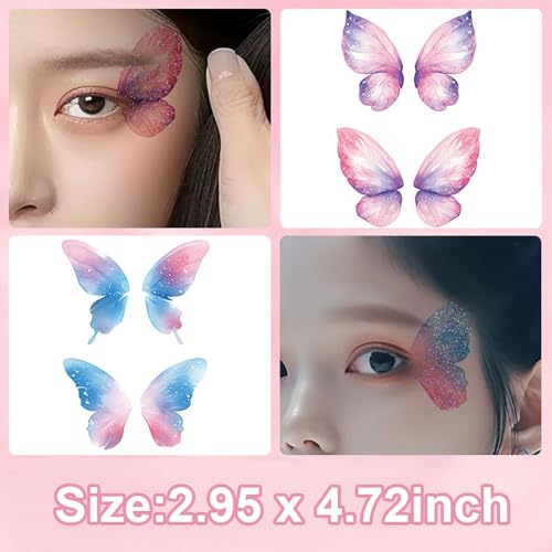 Glitter Butterfly Temporary Tattoos - 10 Sheet Waterproof Face Stickers