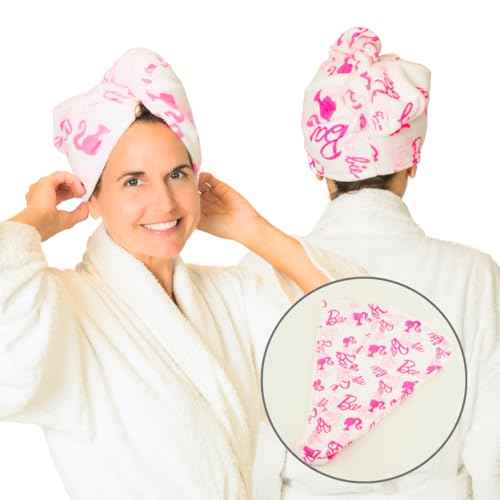 Franco Barbie 2-Pack Microfiber Hair Towel Wrap Turban for Bath/Beauty/Travel for Straight, Wavy & Curly Hair (Officially Licensed Product)