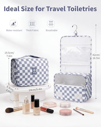Narwey Hanging Travel Toiletry Bag for Women - Grayish Blue