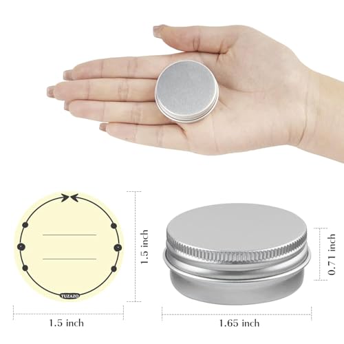 TUZAZO 12-Pack 0.5oz Aluminum Tin Containers with Lids & Labels - Cosmetic & Art Storage
