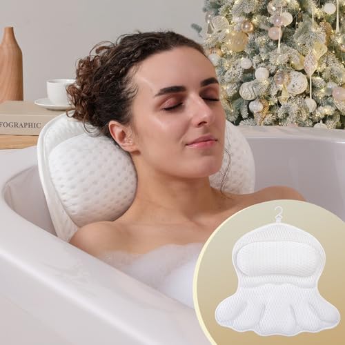 Ergonomic Bath Pillow with 4D Air Mesh & Suction Cups