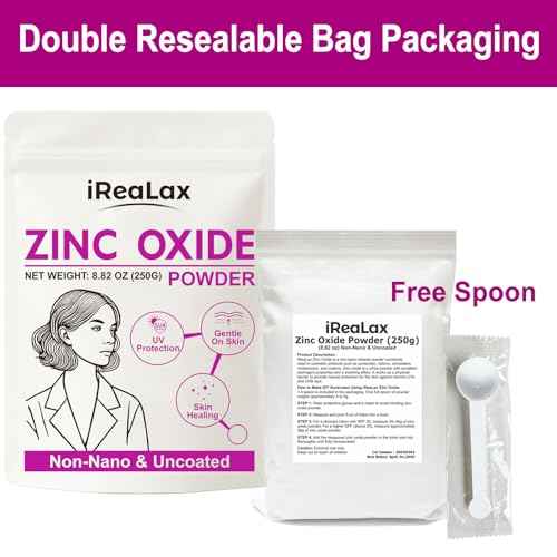Zinc Oxide Powder | 250g(8.82oz) Non Nano Uncoated Zinc Oxide Powder for Skin Protection, Skin Healing, Cosmetics Grade for DIY Sunscreen | lotions | Creams | serums | Deodorant