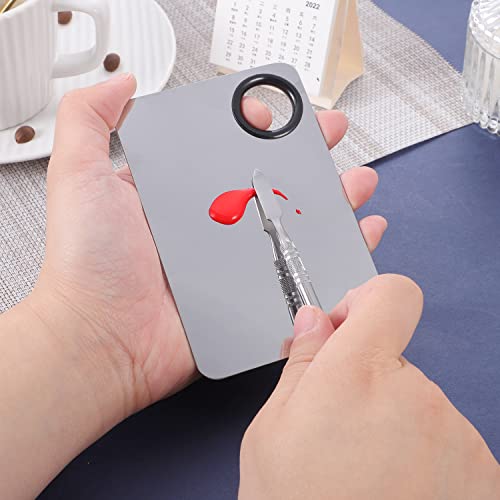 2 in 1 Rectangular Makeup Mixing Palette Set with Spatula - Portable Stainless Steel Cosmetics Tool