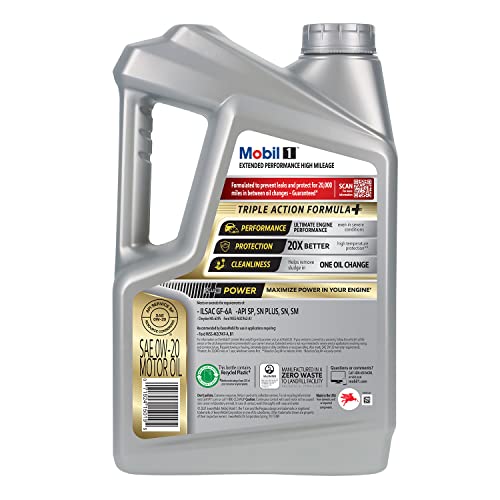 Mobil 1-123837 Extended Performance High Mileage 0W-20; 5QT, Gray