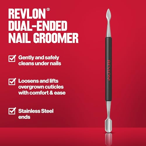 Revlon Cuticle Pusher and Nail Cleaner, Dual Ended Nail Care Tool, Easy to Use, Stainless Steel (Pack of 1)