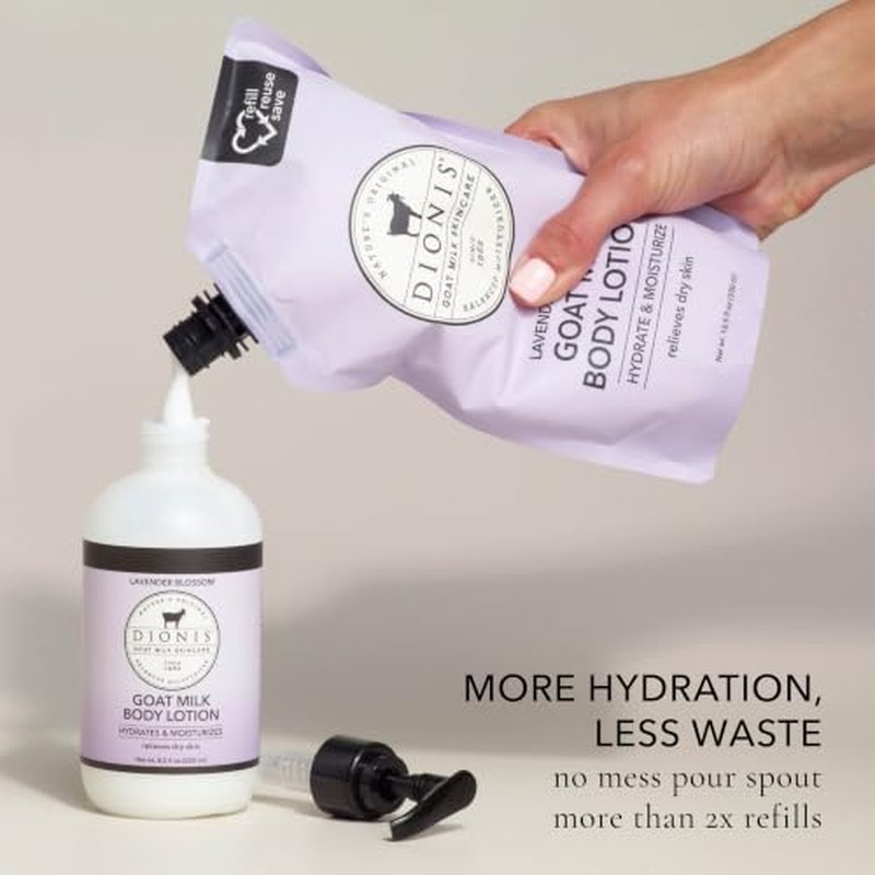 Dionis Goat Milk Lotion Set - Lavender Blossom, 8.5 oz & Refill