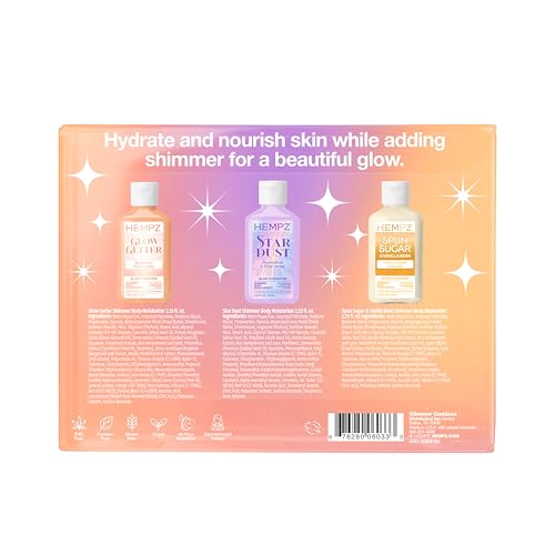 Hempz Shimmer Lotion Set – 3 Mini Moisturizers, 2.25 oz Each