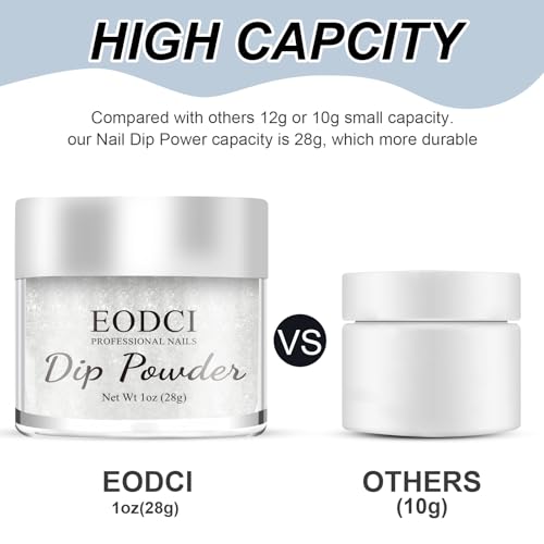 Glitter White Nail Dip Powder - 1 oz Long-Lasting Pro Manicure
