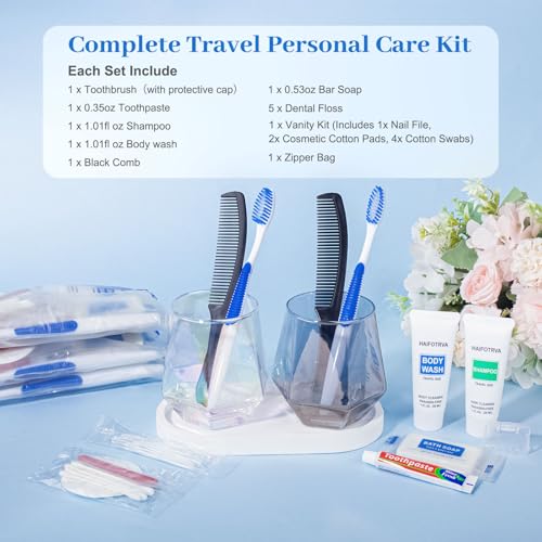 30 Pack Travel Toiletries Kit - 8-in-1 Hygiene Essentials with Zip Bag