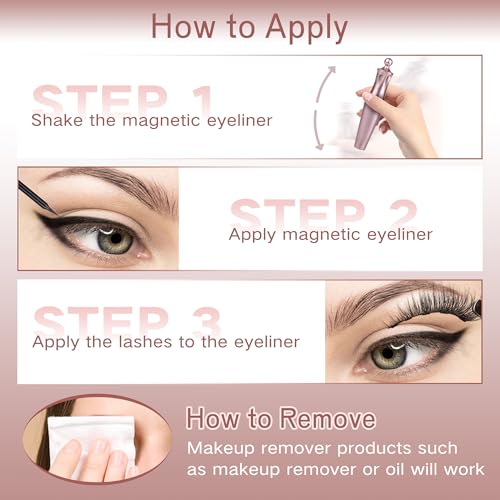 Magnetic Eyelashes Kit with Eyeliner - Reusable, No Glue