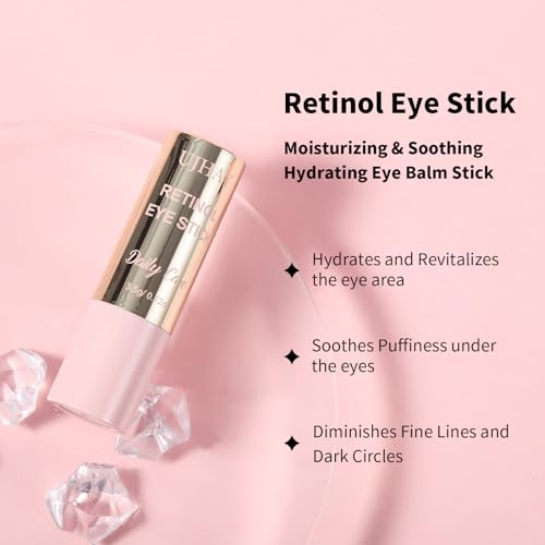Retinol Eye Stick with Caffeine & Vitamin C - Anti-Aging Under-Eye Balm for Dark Circles & Puffiness