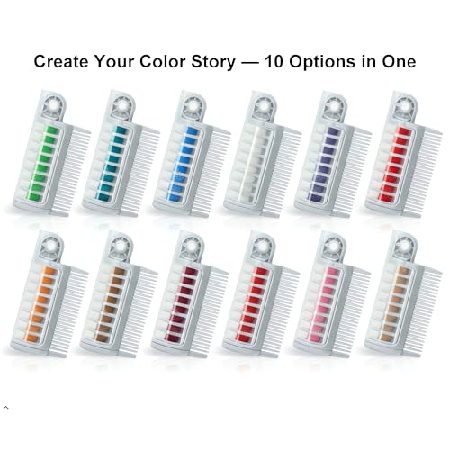 10-Color Hair Chalk Comb Set - Washable Temporary Hair Dye