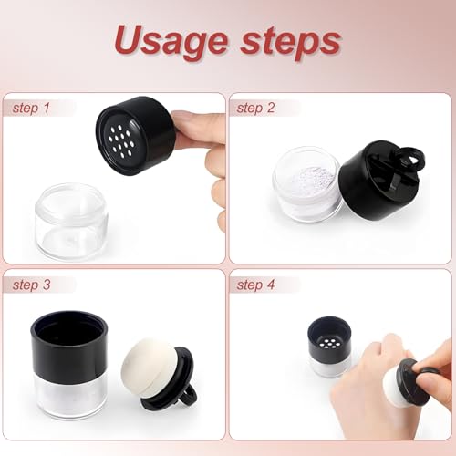 8 Pcs Loose Powder Containers, Makeup Powder Container, Plastic Mini Loose Empty Travel Containers with Puff, Small Makeup Refillable Case Container for Blusher Make up Accommodative Powders