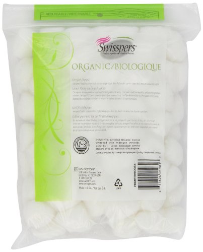 Swisspers Organic 100% Natural Cotton Balls - Biodegradable, 80 Count Bag