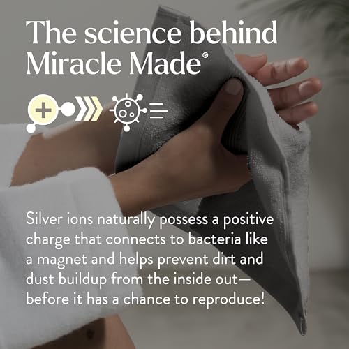 Miracle Made Soft Face Towel, Long-Staple Silver-Treated Cotton Fabric ? Fade Resistant, Highly Absorbent, Quick-Drying Wash Cloth, Stone