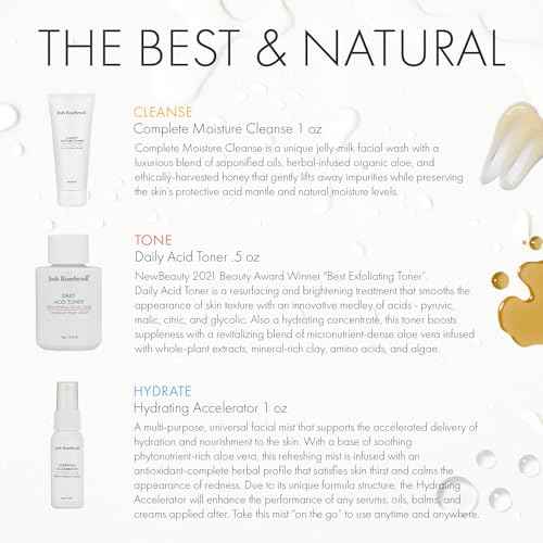Josh Rosebrook The Essentials Kit - Cleanse, Tone & Hydrate Skincare Set | Complete Moisture Cleanse 1 oz, Daily Acid Toner 0.5 oz, Hydrating Accelerator 1 oz | Travel Size Facial Skin Care