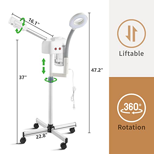 Winado 2-in-1 Facial Steamer with 5X Magnifying Light
