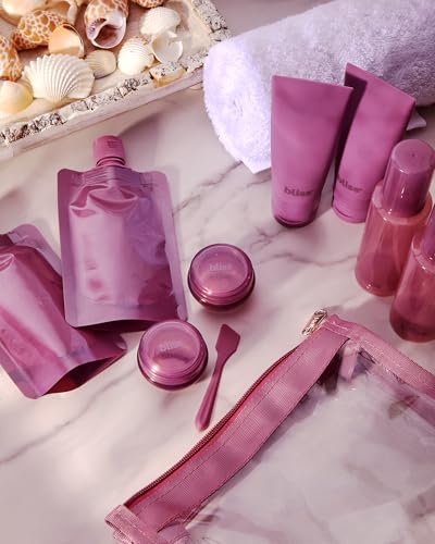 Bliss 10-Piece TSA Approved Leak-Proof Travel Bottles Set - Mauve, Refillable