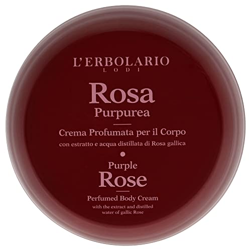 L'Erbolario Perfumed Body Cream ? Moisturizing Body Butter for Dry Skin ? Invigorating and Softening Skin Care with Gallic Rose ? Purple Rose - 6.7 oz