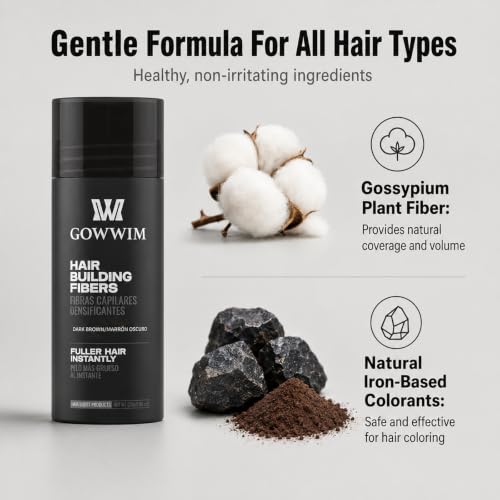 Gowwim Light Brown Hair Fibers 0.88oz Instant Thickening Powder for Thinning Hair