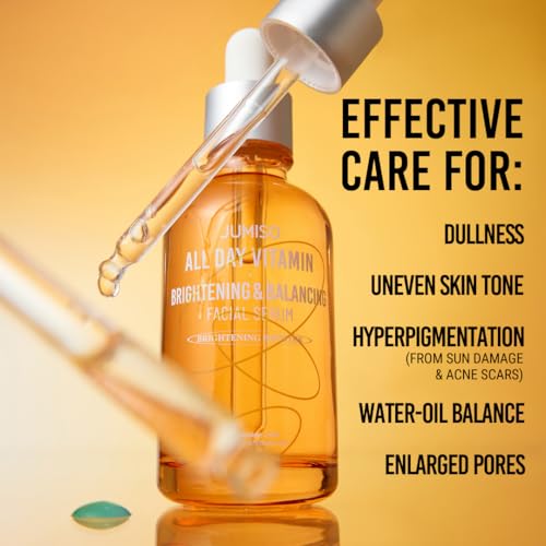 JUMISO All Day Vitamin Serum, Brightening & Balancing Facial Serum, Gift, Vitamin C, A, B, D, E , Serum with Vitamin, Korean Skincare, Skin brightening, soothing, Vegan serum, Vitamin tree extract 86.14%, Niacinamide 20,000ppm,1.01 fl oz (serum)