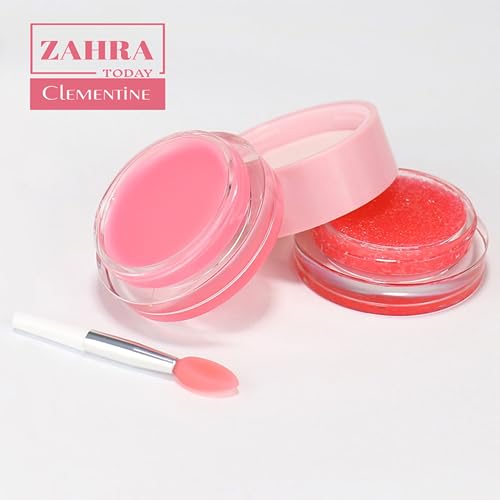 Clementine ZAHRA Today Lip Care Set - Gentle yet Effective Moisturizing Repairing Balm & Exfoliating Peeling Primer Scrub, Nourishing and Softening Lips