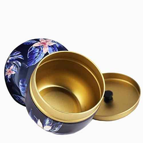 Blue Body Powder Puff and Container for Dusting, Baby Women Loose Powder Containers