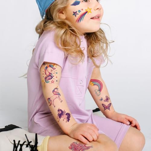 Glitter Temporary Tattoos for Girls - 12 Sheets Glitter Temporary Tattoos for Girls Birthday Party Favors Goodie Bag Fillers