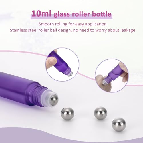 Kesell 10ml Glass Roller Bottles for Essential Oils (10-Pack)