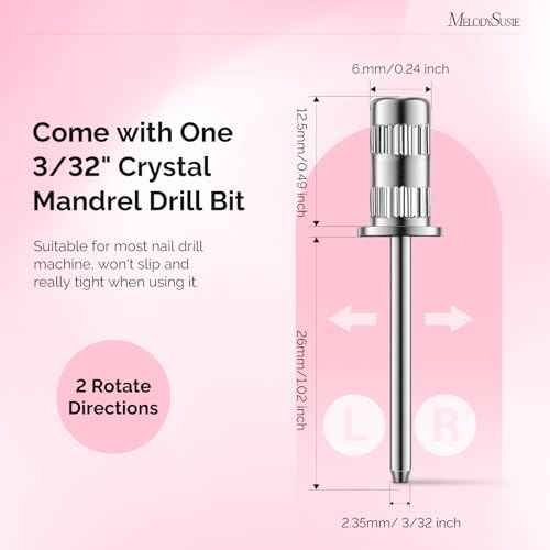 MelodySusie 300 Pcs Sanding Bands with Mandrel,120 Medium, 180 Fine, 240 Extreme Fine Grit, E-File Sand Piece Nail Drill Bits Set for Acrylic, Gel Removal, Manicures and Pedicures