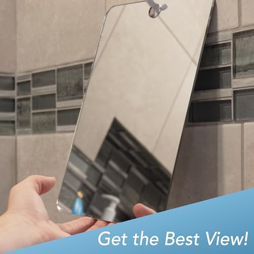 XL Anti-Fog Shower Shaving Mirror with Removable Adhesive Hook - 11.6"L x 7.1"W