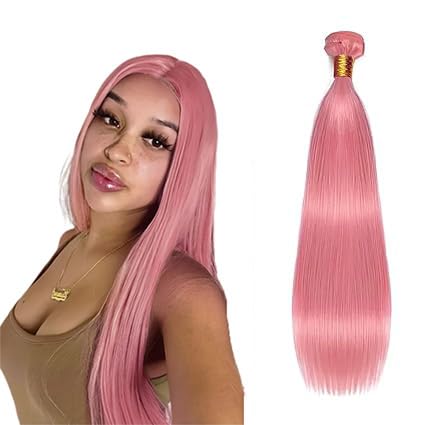 Pink Straight Human Hair Bundles 12 Inch 50g Brazilian