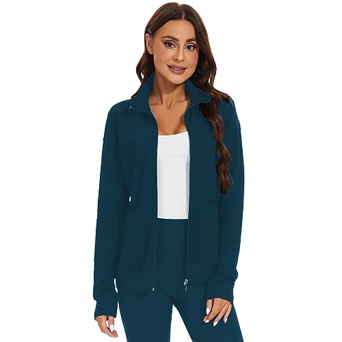 Meanzoo Women's Scrubs Jacket Zip Front Warm-up Jacket