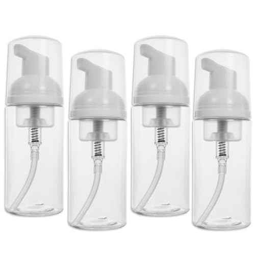 2oz Travel-Sized Foaming Pump Bottles, 4PCS Empty Foam Pump Bottle, Refillable Travel Size Mousse Bottle, Hand Soap Shampoo Lash Shampoo Foaming Soap Dispenser, BPA Free(Clear)