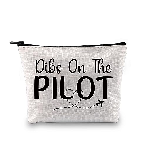G2TUP Pilot Girlfriend Gift Dibs On The Pilot Makeup Bag Pilot Wife Cosmetic Bag I Love My Pilot Gift (Dibs On The Pilot MB)