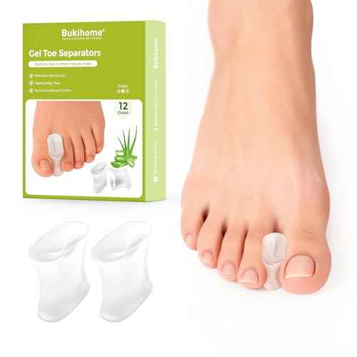 Bukihome 12 Pack Gel Toe Separators, Toe Spacers for Bunion, Overlapping Toes£¬Bunion Corrector for Men and Women, Bunion Pain Relief - Large Size