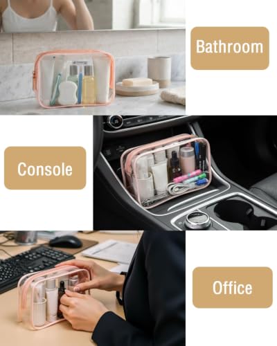 Small Clear Toiletry Bag - TSA Approved Travel Pouch for Women & Men - Pink