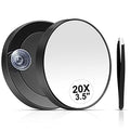 20X Travel Magnifying Mirror with Suction Cup & Tweezers - Compact 3.5-inch