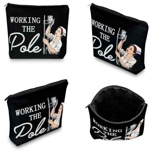 Degpum Working The Pole Nurse Makeup Bag,ER Emergency Room ICU Nurse Gift for Women,Nurse Accessories for Work,Nurse Graduation Gift,Nurse Tote Bag RN Nursing Bag for Work