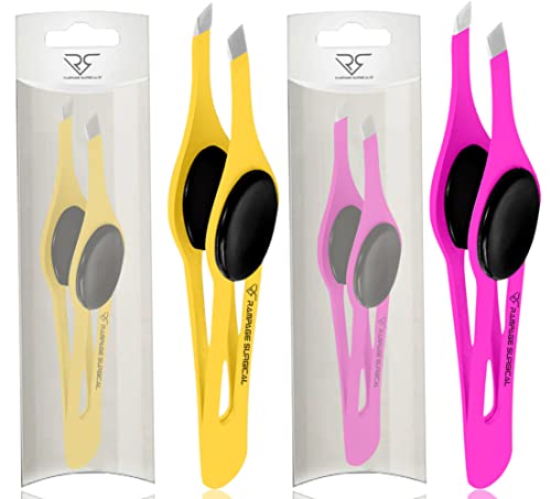 Professional Slanted Eyebrow Tweezers Set - Stainless Steel