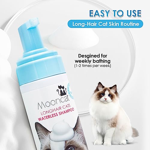 Mooncat Waterless Cat Shampoo Foam for Long-Haired Cats - Detangling, No Rinse